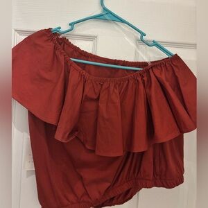 a new day Women's Off-Shoulder Ruffle Blouse - Rust
